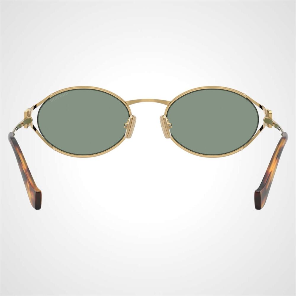 New MIU MIU Sunglasses Gold Oval Green Lens 54mm Oval Metal - Picture 4 of 8